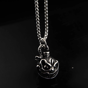 Hip hop punk style devil monster pendant in vintage silver with stainless steel chain
