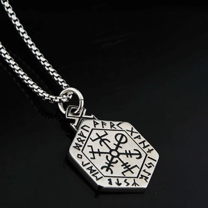Viking Totem Vegvisir Compass Pendant Necklace For Men Women Titanium Steel Antique Silver Rune Engraving Hip Hop Jewelry