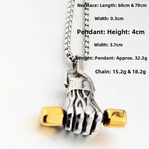 Detailed specs of barbell pendant necklace with 60cm or 70cm chain length measurements