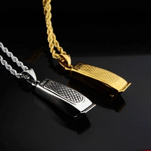 Hip hop barber clipper pendant necklaces in gold and silver with steel rope chains