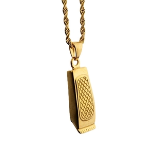 Hip hop golden hair clipper pendant necklace with twisted rope chain in stainless steel