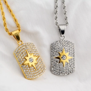 Hip-Hop-Anhänger aus Titanstahl mit eisigem Stern-Design in Gold und Silber Ausführung