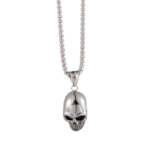 Collier Pendentif Crâne en Acier Inoxydable Hip Hop pour Hommes Femmes Style Punk Gothique Bijoux de Crâne Polis Électroplaqués