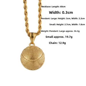 Detaillierte Größentabelle für Basketball-Halskette mit 60cm Kordelkette in Gold