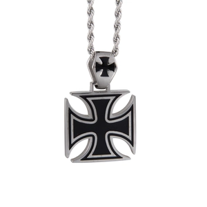 Collana con Ciondolo a Croce di Ferro in Acciaio Inossidabile Punk per Uomo Donna Gothic Hip Hop Gioielli Galvanizzati