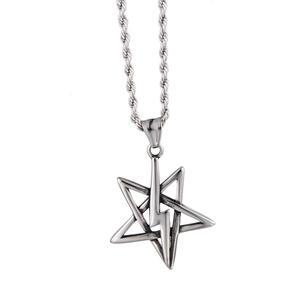 Titanium Steel Hip Hop Pendant Necklace For Men Women Vintage Star Lightning Design Punk Street Style Fashion Jewelry Accessory