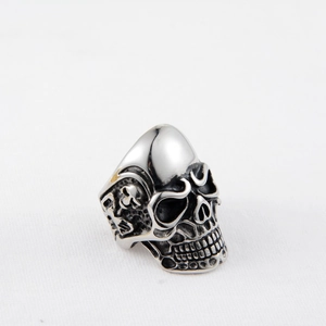 Gothic schedel ring voor heren van hoogwaardig titanium staal in vintage zilveren kleur