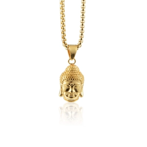 Collar con Colgante de Cabeza de Buda de Acero Inoxidable Hip Hop para Hombres Mujeres Estilo Religioso Oro Plata Joyería