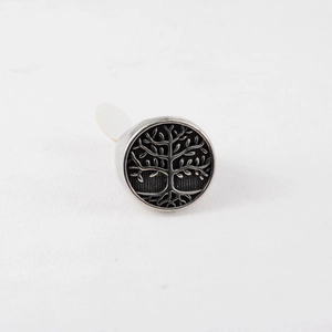 Vintage Tree of Life signet ring in titanium steel with embossed oxidized finish