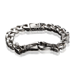 Retro Titanium Steel Totem Cuban Link Bracelet For Men Hip Hop Gothic Engraved Scroll Work Punk Fashion Jewelry Gift