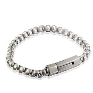Bracelet Chaîne en Acier Titane pour Homme Hip Hop Argent Métal Chaîne Box Bijoux Style Industriel Minimaliste Quotidien