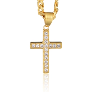 Hip Hop Titanstahl Kreuz Anhänger Halskette Für Herren Damen Strass Eingelegt Panzerkette Religiöser Schmuck Accessoires