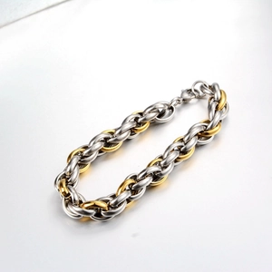 Hip-Hop-Stil Titanstahl-Gliederkette Armband in Gold und Silber zweifarbigem Design