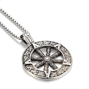 Vintage Titanstahl Steuerrad Anhänger Halskette Für Herren Damen Hip Hop Industrie-Stil Kompass Kette Halskette