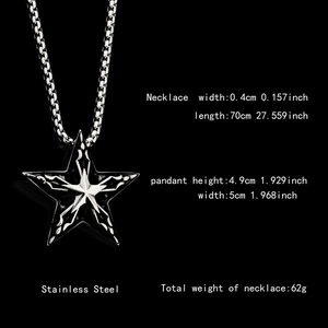 Gothik Pentagramm Anhänger Halskette Edelstahl Vintage Geschnitzt Box Kette Hip Hop Stern Schmuck Für Herren Damen Party Punk