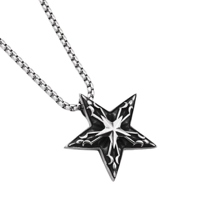 Retro-Gothic Pentagramm-Anhänger-Halskette aus silbernem Edelstahl für Hip-Hop-Mode-Stil