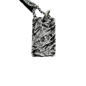 Retro Route 66 square pendant necklace in distressed silver finish for men and women