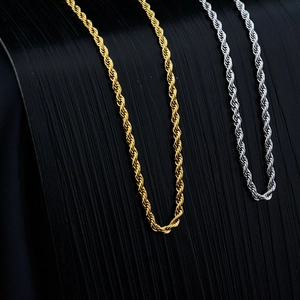 Collana Catena a Corda in Acciaio Inossidabile Uomo Donna Minimalista Maglia Twist Oro Argento Gioielli Hip Hop Per Festa
