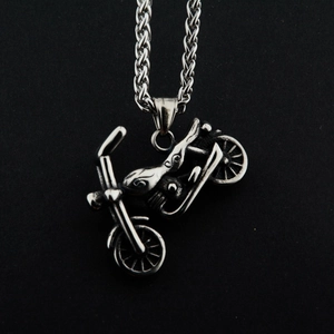 Herren Retro Motorrad Anhänger Halskette Edelstahl Hip Hop Biker Stil Streetwear Punk Schmuck Coole Heavy Metal Accessoire