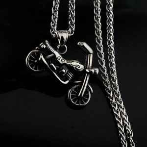 Herren Motorrad-Halskette aus Edelstahl im Vintage-Stil mit massiver Gliederkette