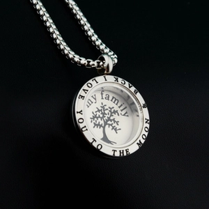 Silver tree of life pendant necklace with I Love You To The Moon and Back engraving