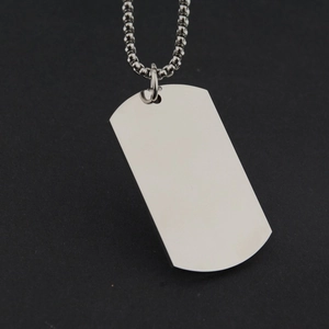 Stainless Steel Dog Tag Pendant Necklace Polished Mirror Military Tag Hip Hop Streetwear Jewelry For Men Women Unisex