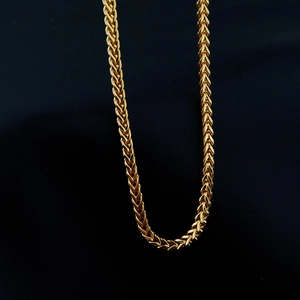 Collana a catena a spiga dorata lucida per uomo e donna in acciaio inossidabile hip hop
