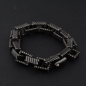 Industrial punk style square Cuban link chain bracelet in vintage silver finish steel