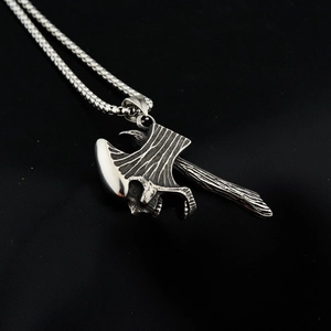 Vintage Hip Hop Skeleton Axe Pendant Necklace Stainless Steel Titanium Steel Retro Punk Gothic Biker Jewelry For Men Box Chain
