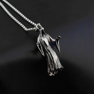 Gothic Magere Hein hanger ketting in vintage zilver met balketting voor dames en heren