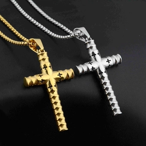 Titanstahl Bambusgelenk Kreuz Anhänger Halskette Hip Hop Streetwear Gothic Schmuck Für Damen Herren Punk Stil