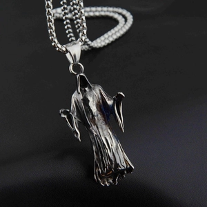 Gothic grim reaper hanger met vintage parelketting voor mannen en vrouwen