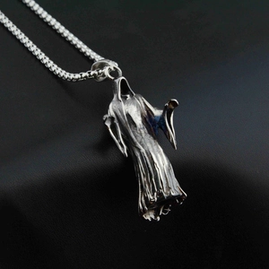 Gothische Magere Hein Hanger Ketting Retro Verouderd Titanium Staal Geest Dood Charm Ketting Voor Mannen Vrouwen Dark Punk Sieraden