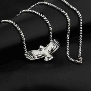 Collier Pendentif Aigle en Acier Inoxydable Vintage pour Hommes Femmes Hip Hop Streetwear Bijoux Animal Oiseau Argent Antique