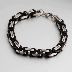 Pulsera de Cadena Bizantina de Acero de Titanio Hip Hop Para Hombres Mujeres Punk Gothic Heavy Metal King Chain Pulsera Joyería de Moda