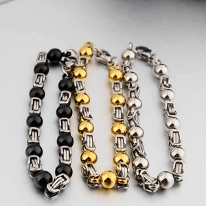 Bracciale a Catena Bizantina in Acciaio al Titanio Hip Hop per Uomo Donna Gioielli in Acciaio Inossidabile Punk Moda Regalo Oro Argento Nero