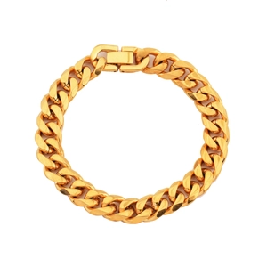 Klassisches dickes Panzerarmband in poliertem Gold-Finish mit sicherem Steckverschluss