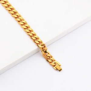 Poliertes goldene Titanstahl-Panzerarmband für Herren im Hip-Hop-Mode-Stil