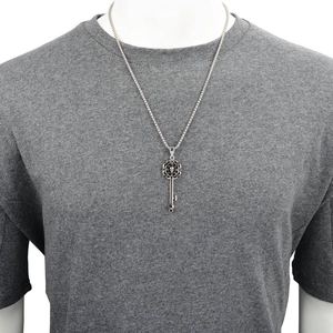 Gothic skull key pendant necklace in silver stainless steel for hip hop styling