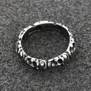 Bague Anneau Crâne en Acier Inoxydable Vintage Punk pour Hommes Femmes Gothique Hip Hop Acier au Titane Oxydé Bijoux