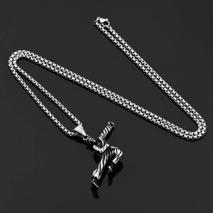 Vintage silver martial arts athlete pendant necklace with a round box chain for men and women