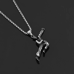 Vintage Stainless Steel Titanium Steel Martial Arts Kung Fu Figure Pendant Necklace Hip Hop Sporty Jewelry For Men Women