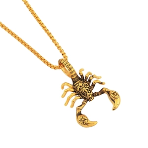 Gotische Skorpion-Halskette in Goldoptik mit aufwendiger Gravur für Hip-Hop-Styling
