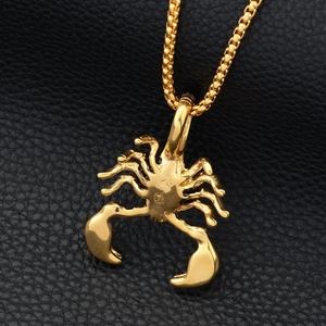 Hip-Hop Gold Skorpion Anhänger Halskette mit feiner Box-Kette für Damen und Herren