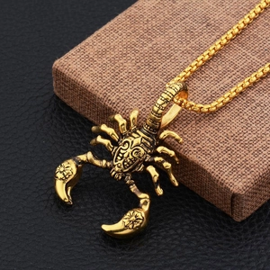 Punk Hip Hop Edelstahl Skorpion Anhänger Halskette Für Herren Damen Gothic Gold Tier Boxkette Schmuck