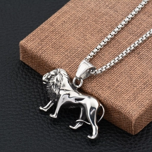 Hip Hop Löwe Anhänger Halskette Für Herren Damen Titanstahl Tier Löwenkopf Medaillon Silber Punk Schmuck Geschenk Halsketten