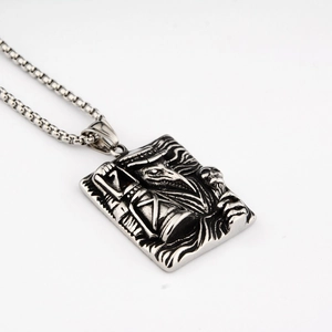 Gothic plague doctor raven mask pendant necklace in vintage stainless steel hip hop style