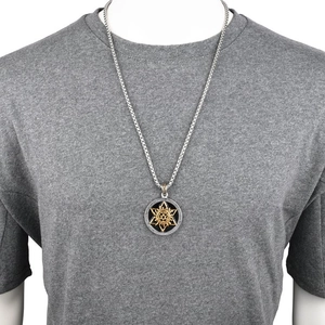 Hexagram star circle pendant necklace in hip hop style for men and women
