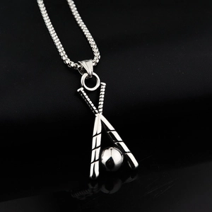 Titanstahl Baseballschläger Anhänger Halskette Für Herren Damen Hip Hop Sportlich Silber Kreuz Schläger Kette Schmuck Geschenk