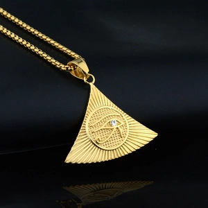 Collana Con Ciondolo Occhio Di Oro In Acciaio Inossidabile Gioielli Hip Hop Per Uomo Donna Collana Amulet Di Protezione Egiziana